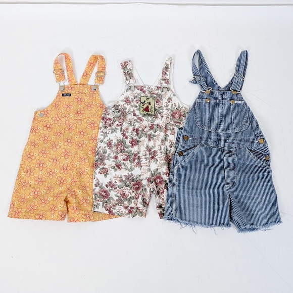 Vintage Other - Bundle of 3 Overalls Girls Unisex Kids Child Coveralls Shortalls Shorts Onesie
